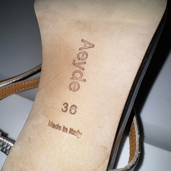 Aeyde Elise silver metallic sandals 36=5 - Picture 6 of 6